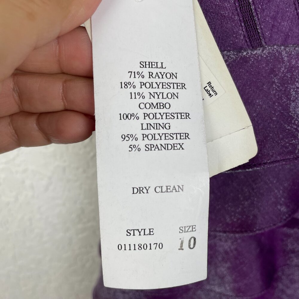 Adrianna Papell Dress Womens 10 Purple Shutter Pleat Mini Short V Neck Formal - Picture 6 of 10
